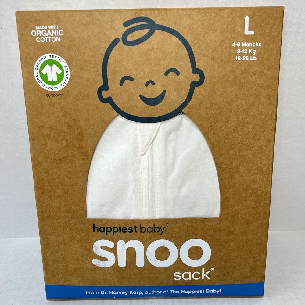 Happiest Baby Snoo Sack Size Large 4-6 Months Sleep Swaddle Ivory Never Used